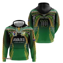 RugbyLife Shop Custom Cook Islands Rugby League Hoodie Avaiki Tatau Tribal Motifs Black Color LT03