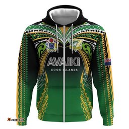 RugbyLife Shop Custom Cook Islands Rugby League Hoodie Avaiki Tatau Tribal Motifs Black Color LT03