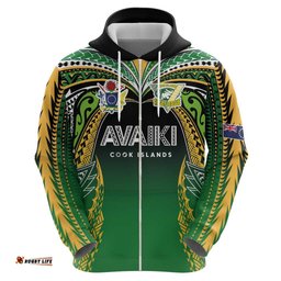 RugbyLife Shop Custom Cook Islands Rugby League Hoodie Avaiki Tatau Tribal Motifs Black Color LT03