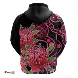 RugbyLife Shop Australia Waratah Hoodie Telopea Aussie Native Flowers Indigenous Art LT14