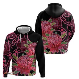 RugbyLife Shop Australia Waratah Hoodie Telopea Aussie Native Flowers Indigenous Art LT14