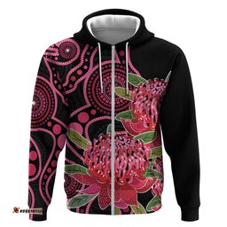 RugbyLife Shop Australia Waratah Hoodie Telopea Aussie Native Flowers Indigenous Art LT14
