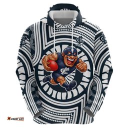 RugbyLife Shop Carlton Football Club Hoodie Indigenous Monochrome Dot Art Mascot Style TS04