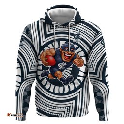 RugbyLife Shop Carlton Football Club Hoodie Indigenous Monochrome Dot Art Mascot Style TS04