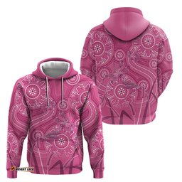 RugbyLife Shop Australia Indigenous Pink Month Hoodie Breast Cancer Aboriginal Dragonflies Ribbon LT14