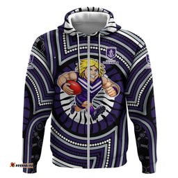 RugbyLife Shop Fremantle Dockers Hoodie Indigenous Monochrome Dot Art Mascot Style TS04
