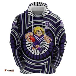 RugbyLife Shop Fremantle Dockers Hoodie Indigenous Monochrome Dot Art Mascot Style TS04