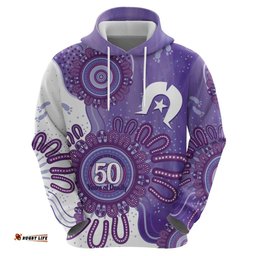 RugbyLife Shop NAIDOC Week 2026 Hoodie 50 Years Deadly Dhari Purple Aboriginal Art LT14