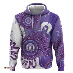 RugbyLife Shop NAIDOC Week 2026 Hoodie 50 Years Deadly Dhari Purple Aboriginal Art LT14