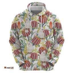 RugbyLife Shop Little Corella Australia Cockatoo Hoodie Cacatua Sanguinea Banksia Seamless White LT14