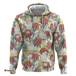 RugbyLife Shop Little Corella Australia Cockatoo Hoodie Cacatua Sanguinea Banksia Seamless White LT14