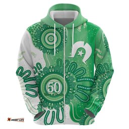 RugbyLife Shop NAIDOC Week 2026 Hoodie 50 Years Deadly Dhari Green Aboriginal Art LT14