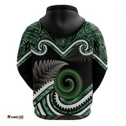 RugbyLife Shop Koru Pounamu Aotearoa Hoodie Maori Paua Shell Mix Silver Fern LT14