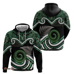 RugbyLife Shop Koru Pounamu Aotearoa Hoodie Maori Paua Shell Mix Silver Fern LT14