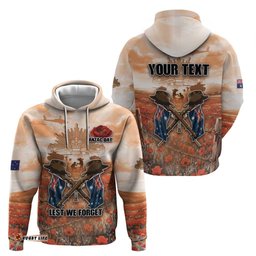 RugbyLife Shop Personalised ANZAC Day Hoodie Commemorative Soldier Tribute DT05