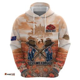 RugbyLife Shop Personalised ANZAC Day Hoodie Commemorative Soldier Tribute DT05