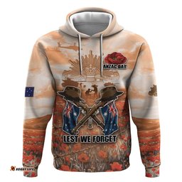 RugbyLife Shop Personalised ANZAC Day Hoodie Commemorative Soldier Tribute DT05