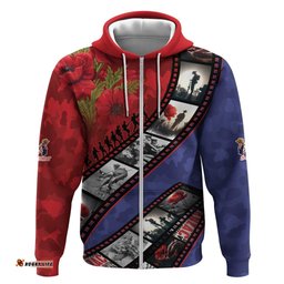 RugbyLife Shop Personalised ANZAC Spirit 1915-2026 Filmstrip Tribute Hoodie Lest We Forget 25 April LT9