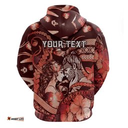 RugbyLife Shop Personalised Maori Romantic Valentine Hoodie The Hongi Kiss Red Galaxy DT05
