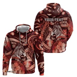 RugbyLife Shop Personalised Maori Romantic Valentine Hoodie The Hongi Kiss Red Galaxy DT05