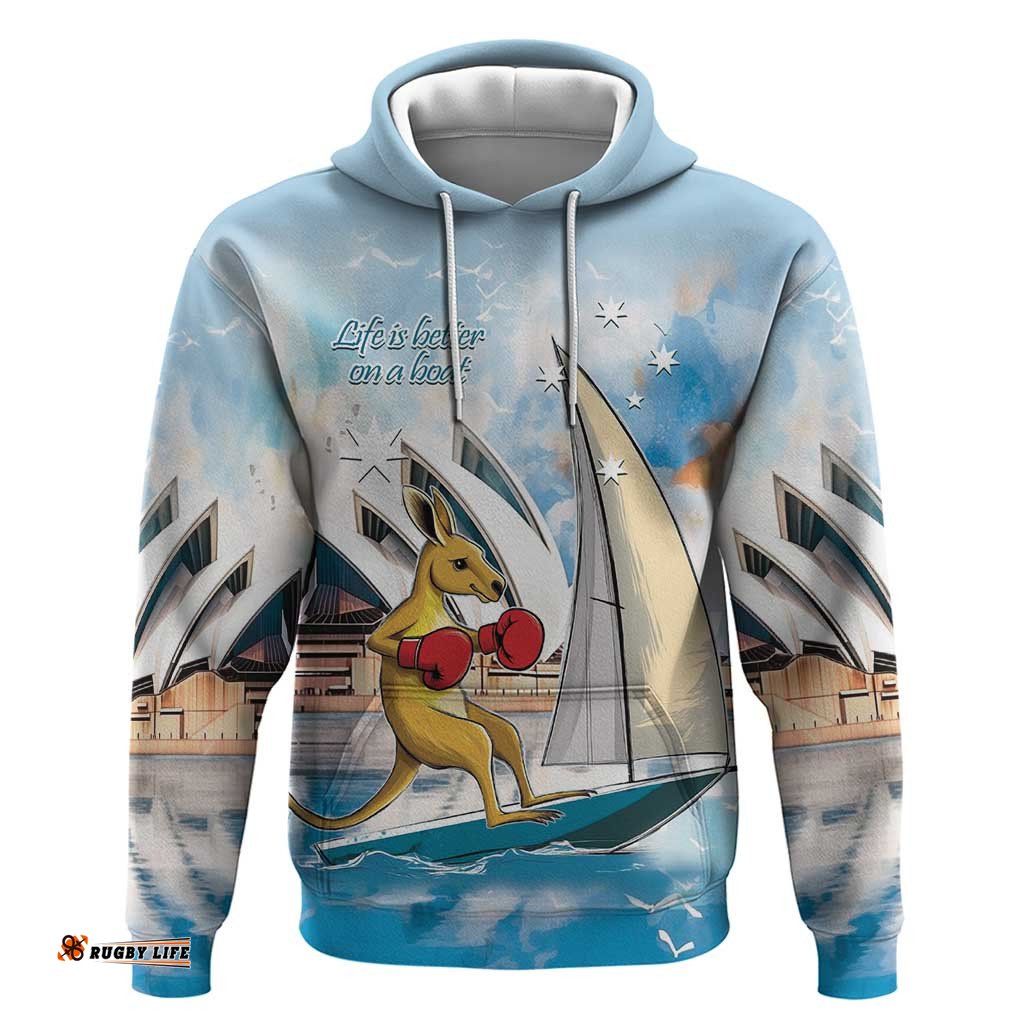 RugbyLife Shop Personalised Australia Sailing Hoodie Life Is Better On A Boat LT14