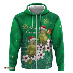 RugbyLife Shop New Zealand Kakapo Christmas Hoodie Owl Parrot Santa Sliver Fern Manuka - Green LT14