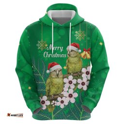 RugbyLife Shop New Zealand Kakapo Christmas Hoodie Owl Parrot Santa Sliver Fern Manuka - Green LT14