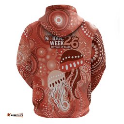 RugbyLife Shop NAIDOC Deadly 50 Years Hoodie Jellyfish Aboriginal Culture Inspired Red LT9