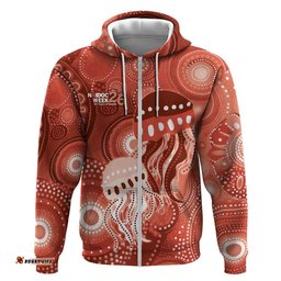 RugbyLife Shop NAIDOC Deadly 50 Years Hoodie Jellyfish Aboriginal Culture Inspired Red LT9