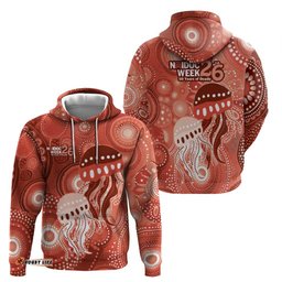 RugbyLife Shop NAIDOC Deadly 50 Years Hoodie Jellyfish Aboriginal Culture Inspired Red LT9