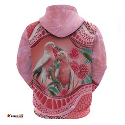 RugbyLife Shop Indigenous Pink Galah Australia Hoodie Australian Hakea Aboriginal Art Proud LT14