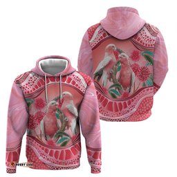 RugbyLife Shop Indigenous Pink Galah Australia Hoodie Australian Hakea Aboriginal Art Proud LT14