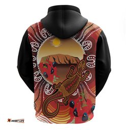 RugbyLife Shop Indigenous Goanna Australia Hoodie Aussie Uluru Ayers Rock Sturt's Desert Pea LT14