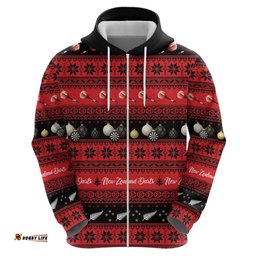 RugbyLife Shop New Zealand Darts Christmas Hoodie Merry Xmas Aotearoa Maori Red LT14