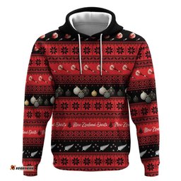 RugbyLife Shop New Zealand Darts Christmas Hoodie Merry Xmas Aotearoa Maori Red LT14
