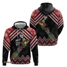 RugbyLife Shop New Zealand Christmas Taniko Poutama Hoodie Flora Map with Birds LT7