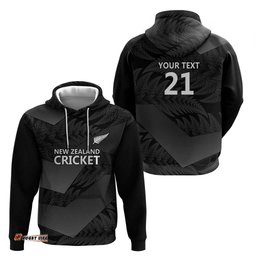 RugbyLife Shop New Zealand Cricket Custom Hoodie Potae Pango Black Fern Pattern LT9