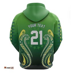 RugbyLife Shop Custom Rugby Cook Islands Avaiki Hoodie Green Kuki Airani Tribal Maori Inspired LT9