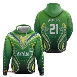 RugbyLife Shop Custom Rugby Cook Islands Avaiki Hoodie Green Kuki Airani Tribal Maori Inspired LT9