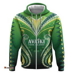 RugbyLife Shop Custom Rugby Cook Islands Avaiki Hoodie Green Kuki Airani Tribal Maori Inspired LT9