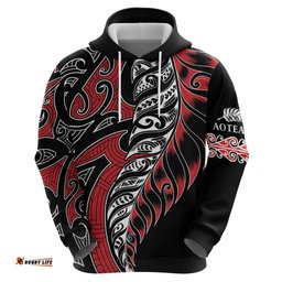 RugbyLife Shop Koru Fern New Zealand Hoodie Maori Tribal Pattern LT9