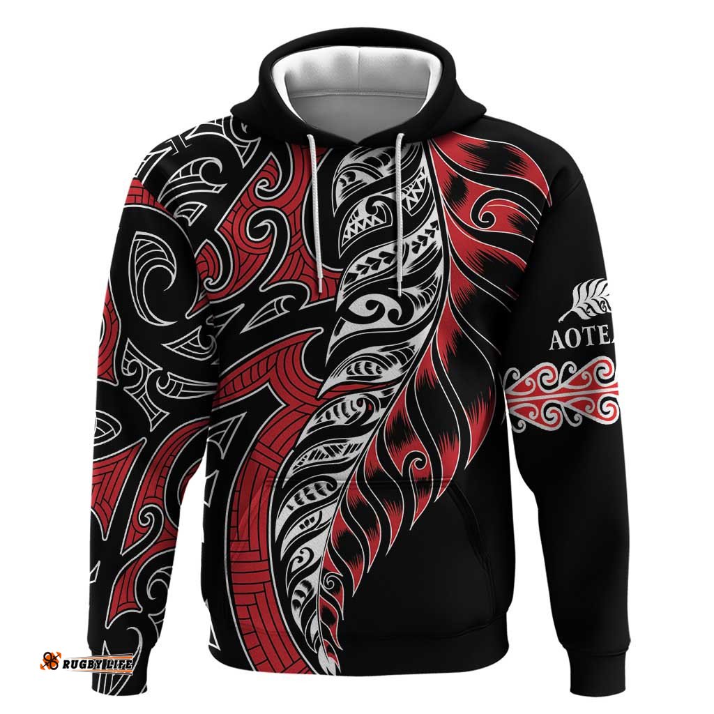 RugbyLife Shop Koru Fern New Zealand Hoodie Maori Tribal Pattern LT9