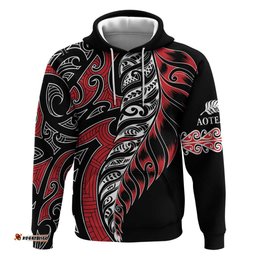 RugbyLife Shop Koru Fern New Zealand Hoodie Maori Tribal Pattern LT9