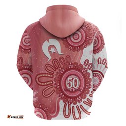 RugbyLife Shop NAIDOC Week 2026 Hoodie 50 Years Deadly Dhari Pink Aboriginal Art LT14