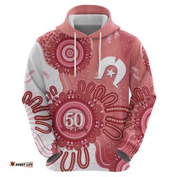 RugbyLife Shop NAIDOC Week 2026 Hoodie 50 Years Deadly Dhari Pink Aboriginal Art LT14
