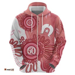 RugbyLife Shop NAIDOC Week 2026 Hoodie 50 Years Deadly Dhari Pink Aboriginal Art LT14