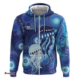 RugbyLife Shop NAIDOC Deadly 50 Years Hoodie Jellyfish Aboriginal Culture Inspired Blue LT9