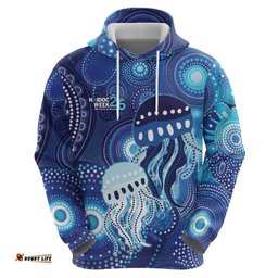 RugbyLife Shop NAIDOC Deadly 50 Years Hoodie Jellyfish Aboriginal Culture Inspired Blue LT9