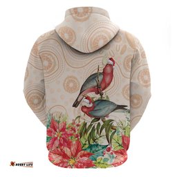 RugbyLife Shop Merry Christmas Aussie Aboriginal Hoodie Rosebreasted Cockatoo Pastel LT7