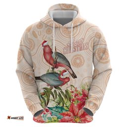 RugbyLife Shop Merry Christmas Aussie Aboriginal Hoodie Rosebreasted Cockatoo Pastel LT7